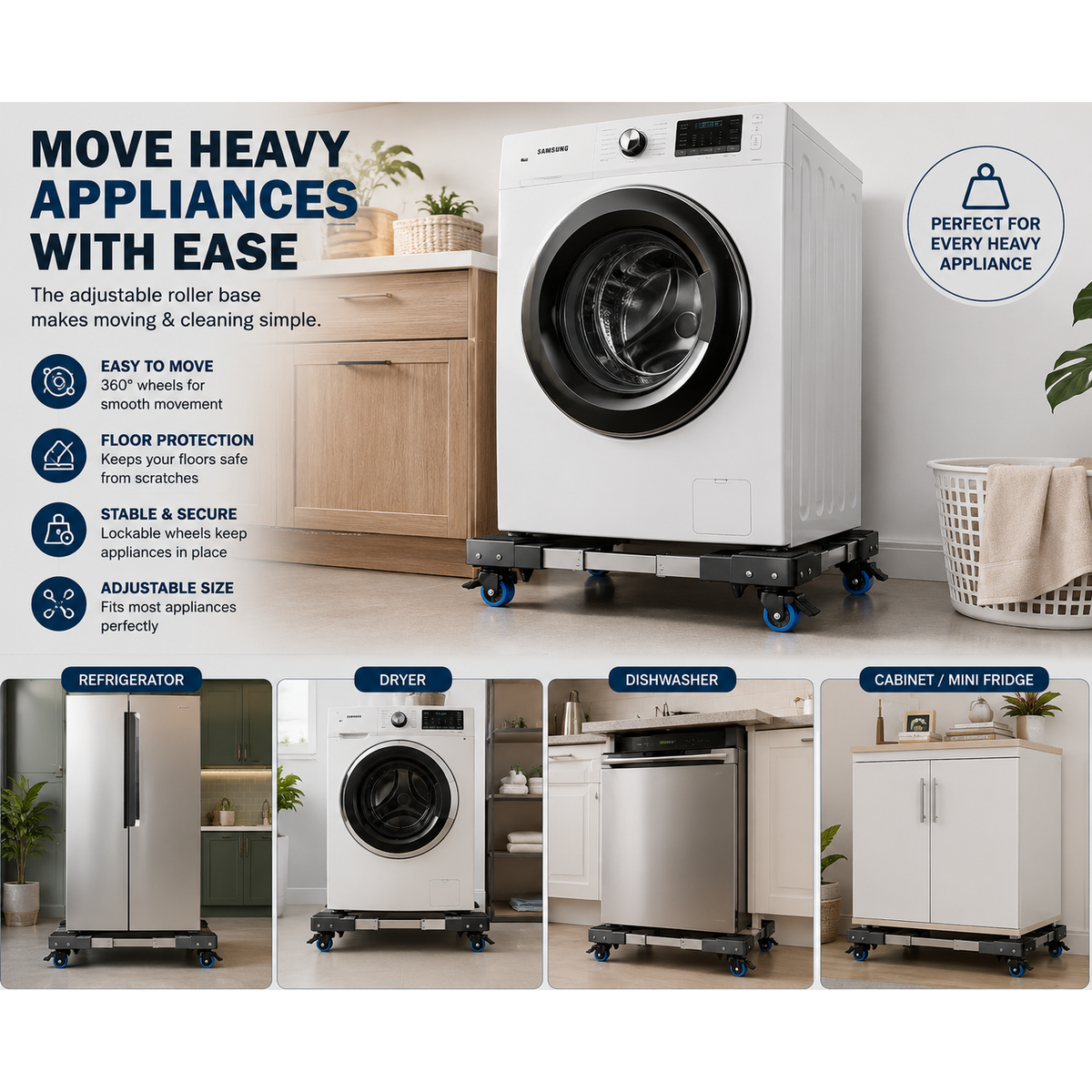 Adjustable Appliance Roller Base